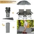 thumbnail image 6 of LAZZO Outdoor Double Camping Chair with Umbrella, Portable Folding Beach Chair with Cup Holder, Built-in Cooler and Carry Bag, Gray, 6 of 7