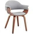 thumbnail image 2 of Adalyn Gray Faux Leather and Walnut Wood Dining Room Accent Chair, 2 of 12