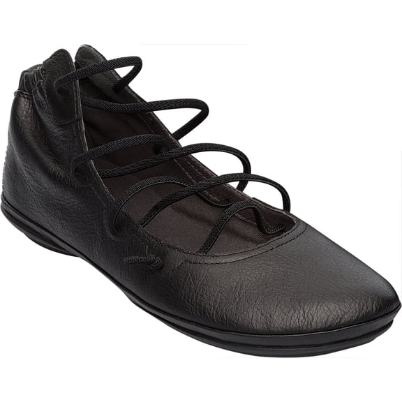 Women's Camper Right Nina Strappy Flat Black Textured Leather 35 M