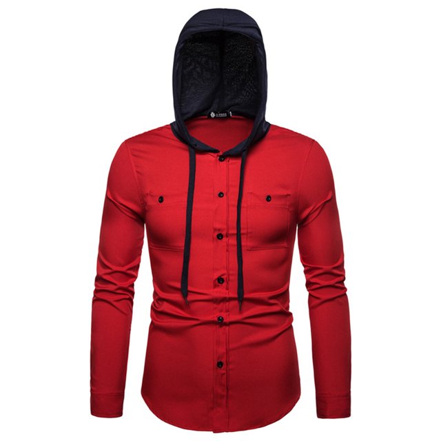 Camisa Hombre Sudadera con capucha de color a juego para hombre, sudadera con capucha ajustada de color, chándal ajustado de manga larga, sudadera con capucha para trotar (Red, XXL)