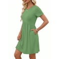 thumbnail image 3 of MOSHU Dresses for Women Crewneck Short Sleeves Women Dresses Casual A-Line Midi Dress with Pockets, 3 of 8