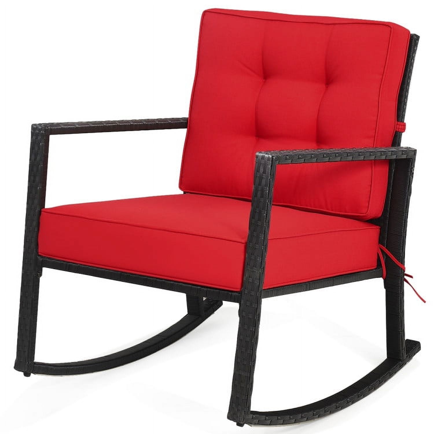 Barara King Rocking Chairs Outdoor, Patio Rattan Rocker Outdoor Glider Rocking Chair Cushion Lawn-Red, Patio Rocking Chairs