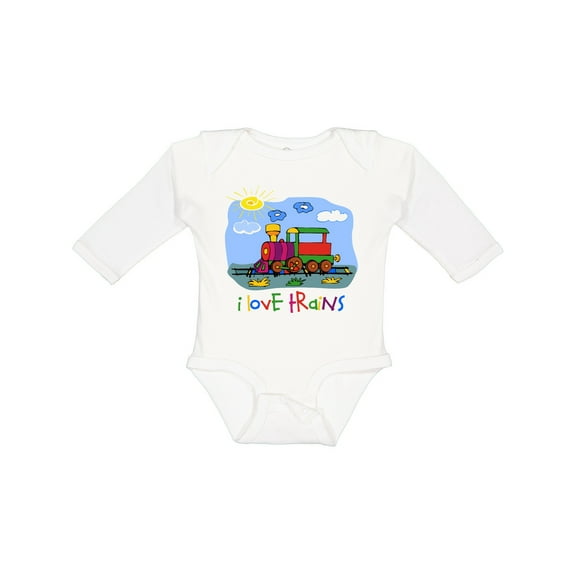 Inktastic I Love Trains Boys or Girls Long Sleeve Baby Bodysuit