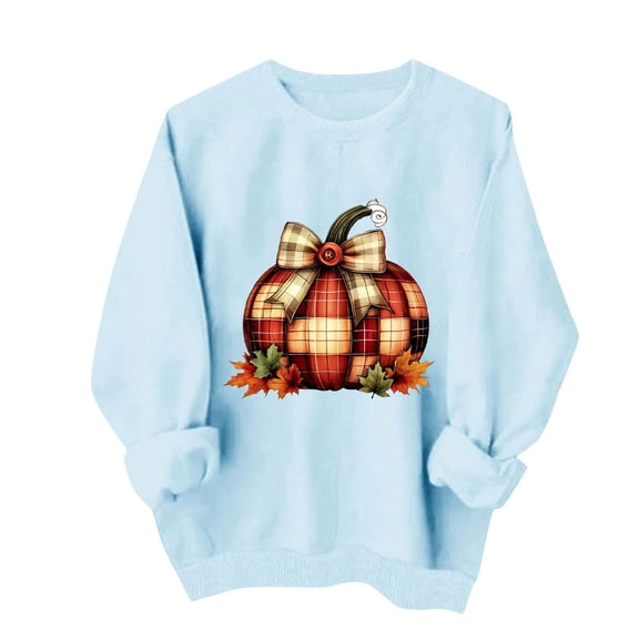 Hurxie Fall Pumpkins Sweatshirts for Women Long Sleeve Halloween Thanksgiving Graphic Shirt