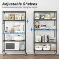 thumbnail image 4 of 5 Tier Wire Shelving Unit on Wheels, Adjustable Storage Racks and Shelving, Heavy Duty Rolling Metal Shelves with Side Hooks for Laundry Bathroom Kitchen Garage Pantry Organization, Black, 4 of 10