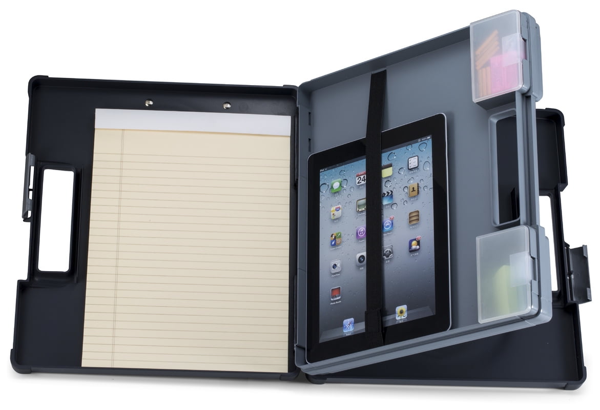 Officemate OIC Dual Sided Clipboard Storage Box, Plastic, Charcoal