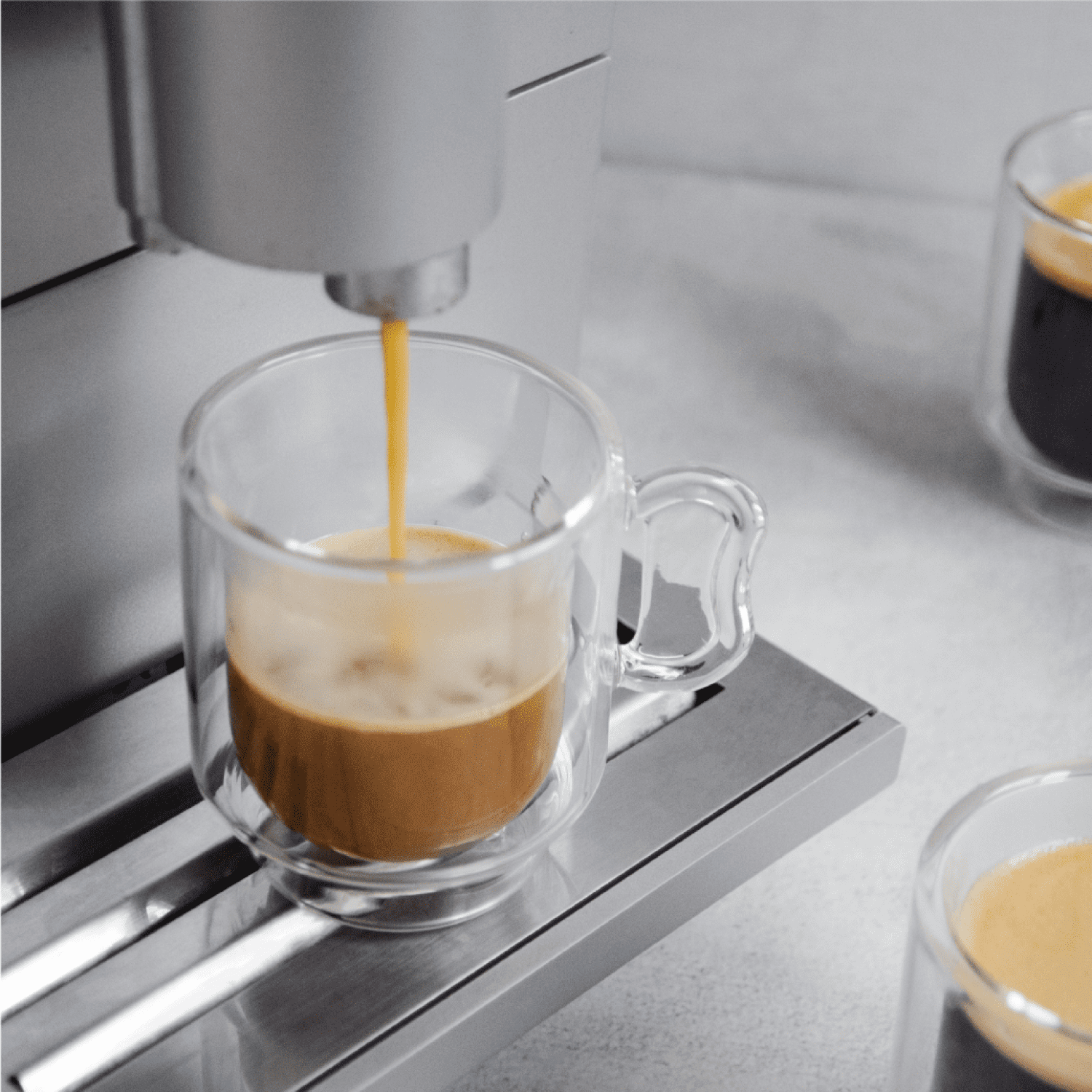 Ovalware RJ3 Double-Walled Espresso Coffee Set of 2 Clear Borosilicate Glass Cups 4oz/120ml
