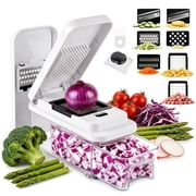 SUSLAS Vegetable Chopper with 8 Blades, Food Chopper with Container, Mandoline Slicer & Onion Dicer, Veggie Cutter, White