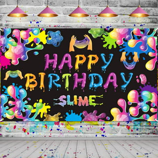 Slime Party Cake Topper Slime Theme Party Decorations Slime Birthday Party  Decor Neon Slime Personalized Topper Neon Slime Party Centerpiece 