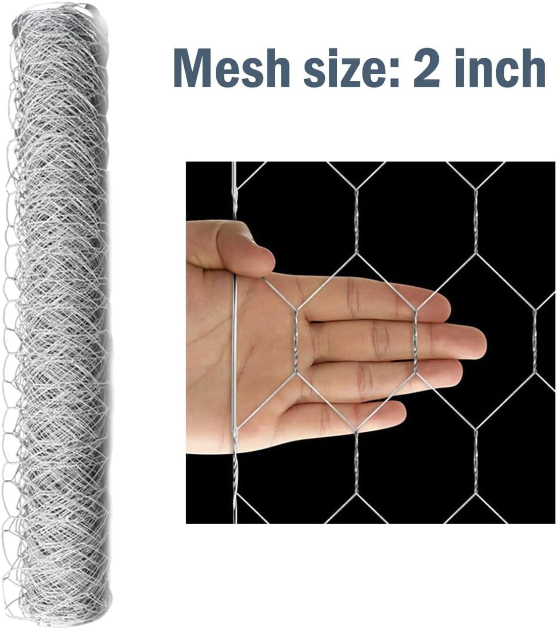 OTTULUR Hexagonal Galvanized Poultry Net - Chicken Wire Metal Mesh Fencing with Rabbits Pets Dog Vegetable Garden Fencing Backyard Raised Flower (48in x 150ft)