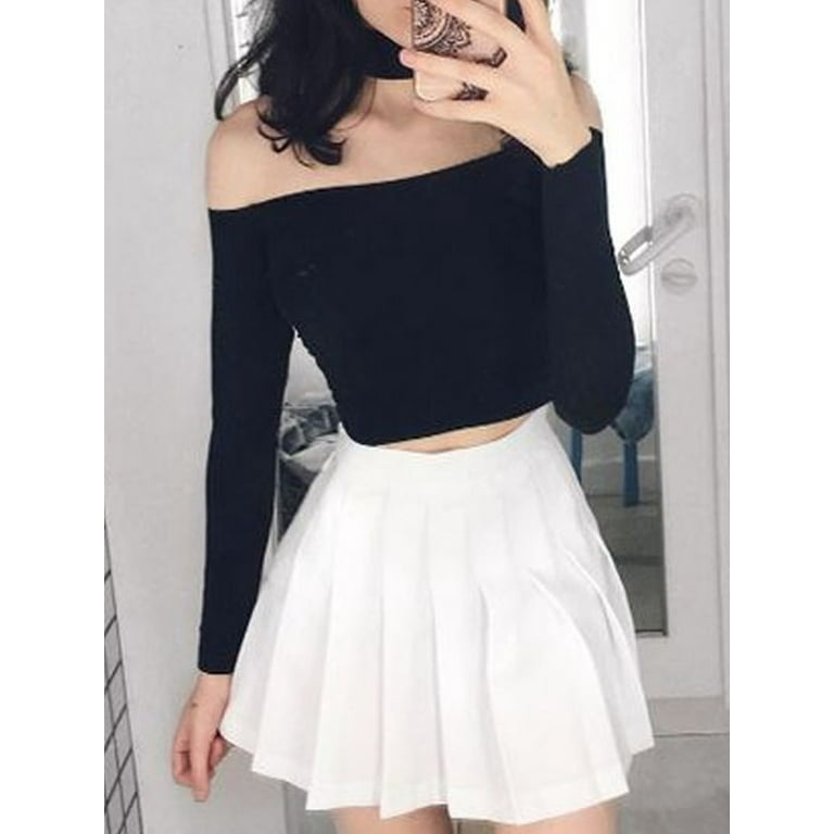 White skater cheap skirt outfit