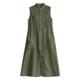 thumbnail image 2 of Bxsruta Womens Summer Dress Button Down Maxi Dress Pleated Casual Sundress for Women, 2 of 3