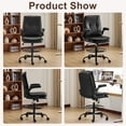 thumbnail image 3 of Ktaxon Drafting Tall Office Chair with Flip-up Armrests, Adjustable PU Rolling Chair with Footrest Black, 3 of 8