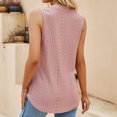thumbnail image 4 of V Masajeadores de cuello plisado Tank Top mujeres elegante casual color puro hueco camisa sin mangas para trabajo oficina, 4 of 6