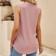 thumbnail image 4 of V Masajeadores de cuello plisado Tank Top mujeres elegante casual color puro hueco camisa sin mangas para trabajo oficina, 4 of 6