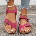thumbnail image 4 of Pandaie Women's Thong Slide Sandals Cork Footbed Open Toe Summer Flip Flops Comfortable Slip on Slides Sandal with Ankle Buckles Strap Red 9, 4 of 9