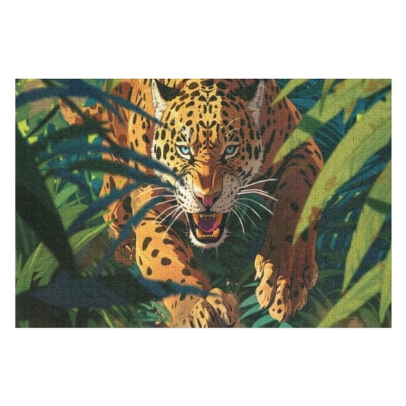 Puzzles for Adults 300 Pieces - Wild Jaguar Jungle Funny Inspirational Wooden Jigsaw Puzzles for Family Activities Games