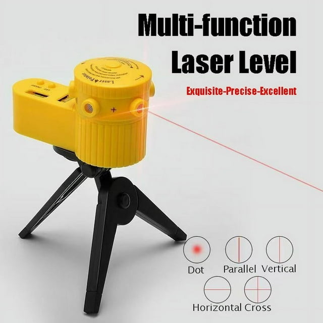 Regla doméstica multifuncional giratoria LV06 | Proyector de línea horizontal y vertical con luz LED integrada | Diseño compacto de 58x49x102mm | Alimentado por batería | Incluye soporte