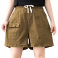 thumbnail image 1 of Aayomet Shorts Larges pour Femmes Sans Poches (Vert, L), 1 of 2