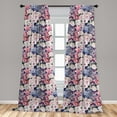 thumbnail image 5 of Ambesonne Floral Curtains, Watercolor Leaves Roses Art, Pair of 28"x63", Pale Ruby and Slate Blue, 5 of 5