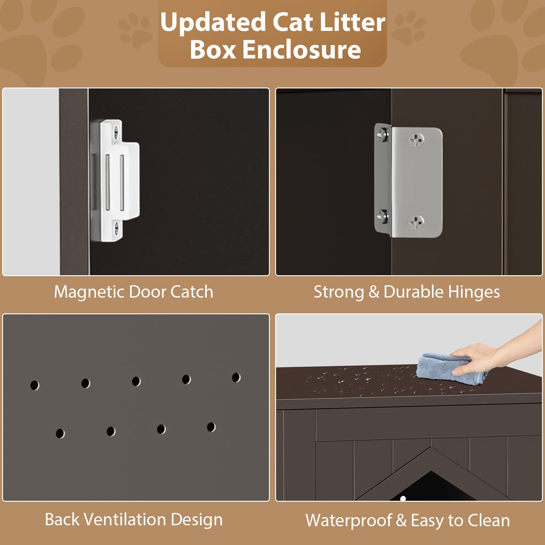 HomGarden 20'' Brown Cat Washroom Pet House Hidden Litter Box Enclosure & MDF Side Table