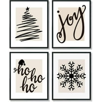 Hieng Falalala Christmas Decorations, Christmas Wall Art Prints Set of 4, Vintage Santa Christmas Tree Posters Wall Art Decor for Reading Room Bedroom, Red & Green Unframed