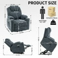 thumbnail image 2 of Leumius Power Lift Recliner Chair,Heavy Duty Recliners with 8-Point Vibration Massage and Lumbar Heating,Oversized Single Sofa with Cup Holder,USB and Type-C Ports,Blue, 2 of 9