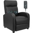 thumbnail image 2 of Lacoo Massage Recliner PU Leather Faux Leather Recliner Home Theater Recliner with Padded Seat and Massage Backrest, Black, 2 of 6
