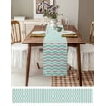 thumbnail image 3 of nqOlkjepod Turquoise Grey White Table Runner 72 Inches Long Farmhouse Dress Scarves, Abstract Geometric Ocean Wave Stripe Dining Tablerunner for Coffee Table/Kitchen Island/Party Décor, 16" x 72", 3 of 8