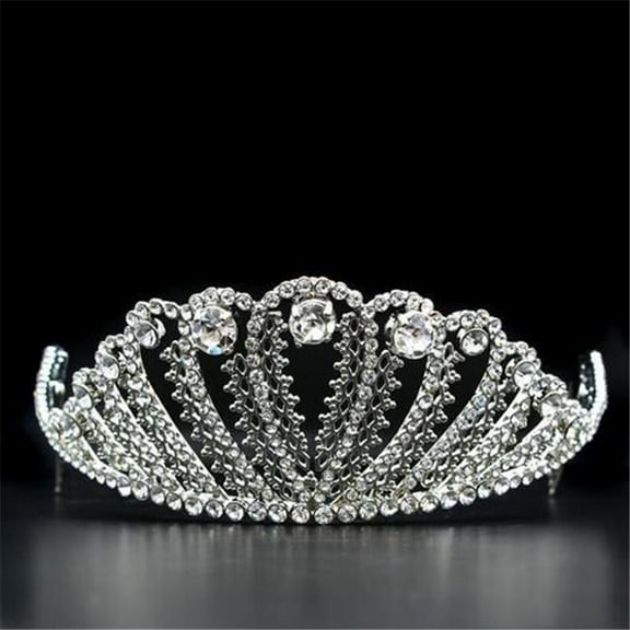 Women Imitation Rhodium Brass Tiaras & Hair Clip with Top Grade Crystal in Clear