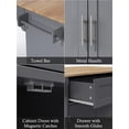thumbnail image 5 of Kitchen Island with Storage, 31.5" D Rolling Kitchen Island Cart on Wheels with Widen Drop Leaf Rubberwood Top, Large Mobile Kitchen Island with Trash Can Storage and Towel Bar, Gray, 5 of 9