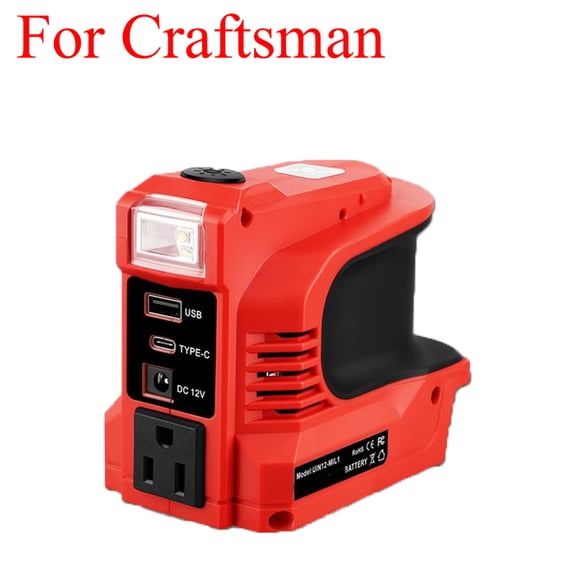 Portable Power Charger Adapter 220W Power Inverter for Crafts*man 20V Batteries DC20V To AC 110V/220V with USB & Type-C Ports