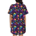 thumbnail image 3 of Picia mushroom rainbow color Skull Pajamas Sets for Women Soft Short-Sleeved Pjs with Lounge Shorts Two Piece Sleepwear-3X-Large, 3 of 9