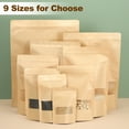 thumbnail image 5 of Stand Up Pouch Bags 60 Pack 12 x 8 Inch Resealable Kraft Paper Bags Pouches with Clear Window and Zip for Food Storage Packaging Small Business Home Brown, 5 of 6