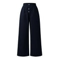 thumbnail image 4 of vigerkar Womens Summer Linen Boho Wide Leg Casual comfy Pants Palazzo High Waist Lounge Travel Vacation Outfits Black, L, 4 of 5