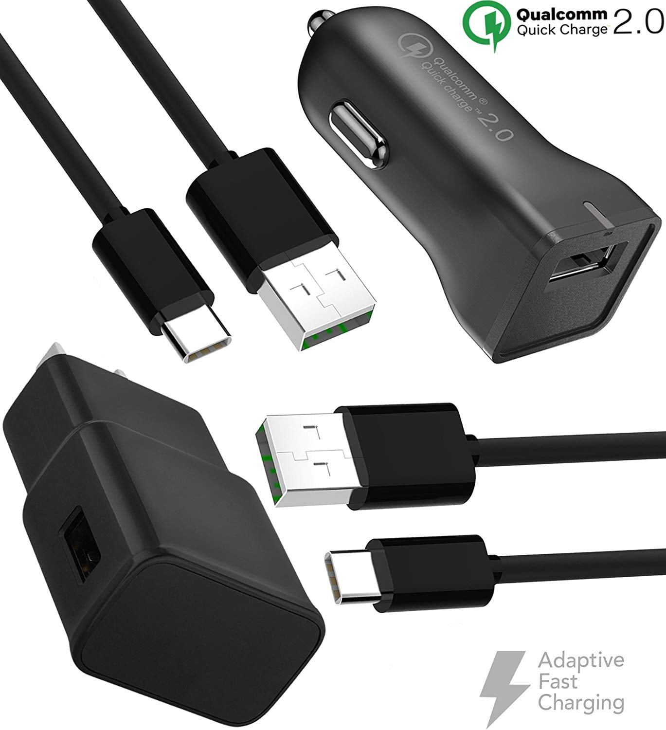 Black / 4Ft Rapid ZenPad S 8.0 Car Charger USB to Type-C Charging Data Cable.