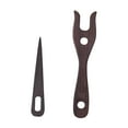 thumbnail image 3 of GUOOL 2 Pieces Knitting Fork and Eye Needle Kit Braid Wood Lucet Fork Braided Tool Deep Brown, 3 of 9