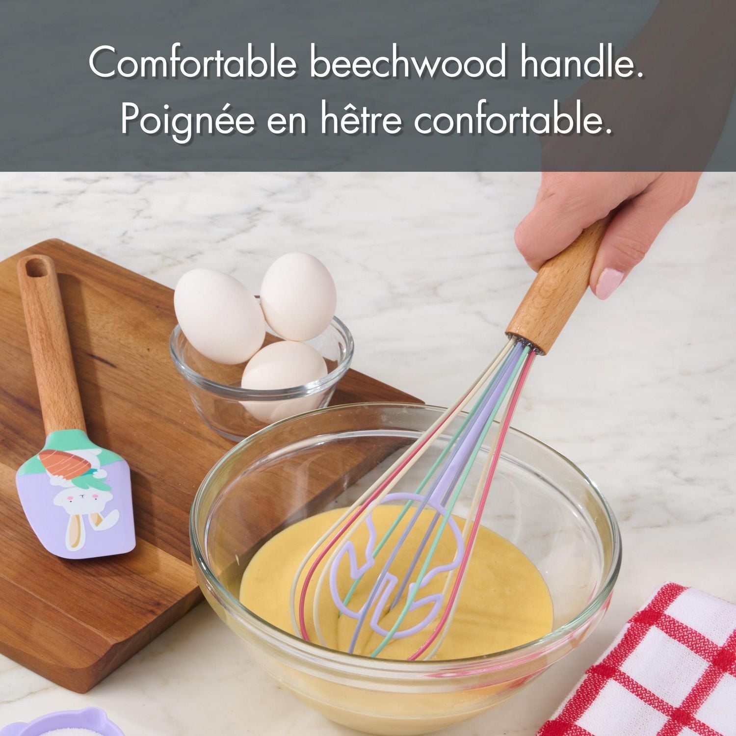 Way to Celebrate 11-inch Silicone Whisk, Bunny Rabbit character, Purple