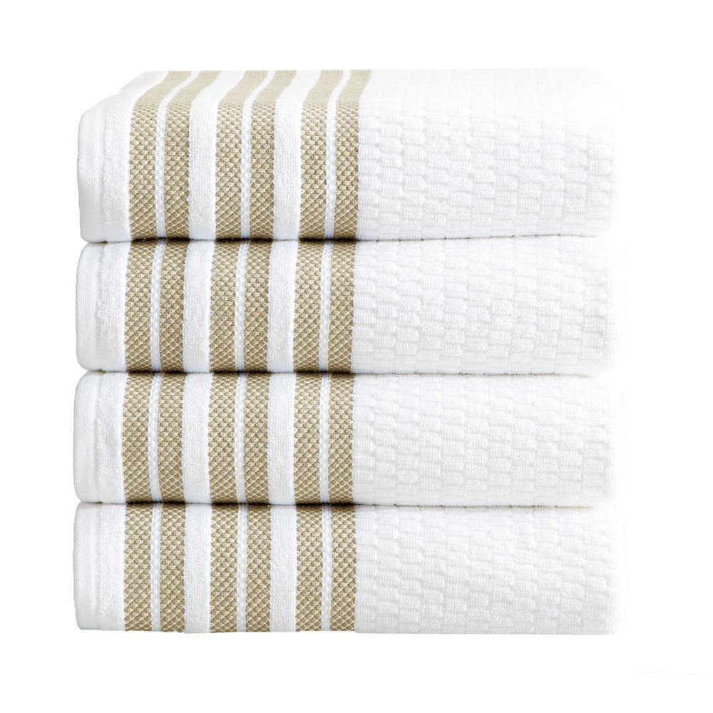 Great Bay Home 100 Cotton Textured Striped Bath Towel Sets Walmart