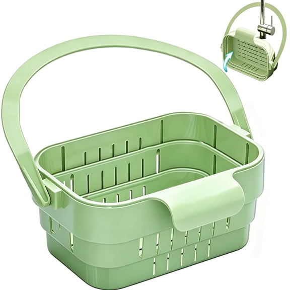 Hanging Sink Drain Basket, 7.09"x2.87"x3.94" Compact Yet Practical Size, Organizes Cleaning Tools, Folds Flat for Storage, Saves Sink Space