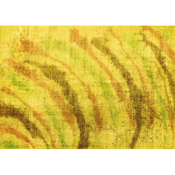 Ahgly Company Indoor Rectangle Abstract Yellow Contemporary Area Rugs, 7' x 9'