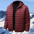 thumbnail image 2 of Men's Light Jacket Hooded Casual Short Winter Jacket Solid Color Hooded Zipper Warm Jacket, 2 of 4