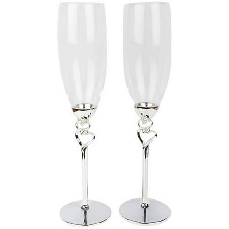 Heart Toasting Flutes - Unik Occasions Double Hearts Toasting Flutes
