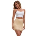 thumbnail image 4 of DARING DIVA Women's Curved Slit Lined Lace Trim Half Slip Underskirt L Light Beige, 4 of 5