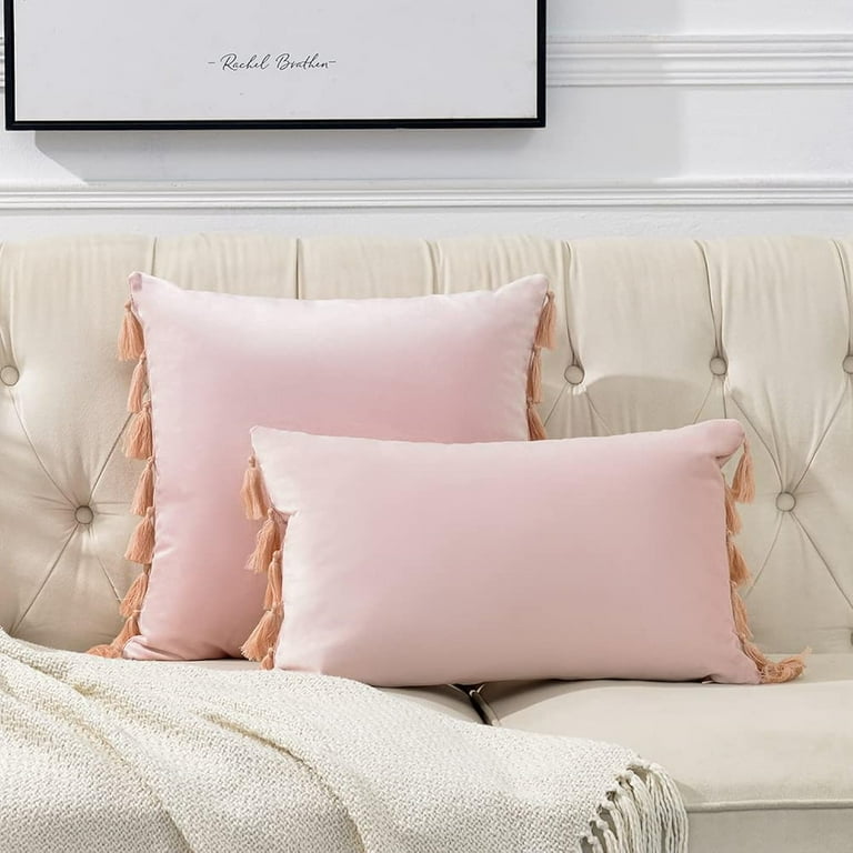 Holzlrgus Pack Blush Pink Lumbar Decorative Throw Pillow Covers