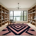 thumbnail image 2 of ODIKA Geometric Contemporary Bold Interlocking Maze Grid Pink Abstract Refined Non-Slip Chair-Friendly for Dining Room, Basement, Large Office, 2 of 7