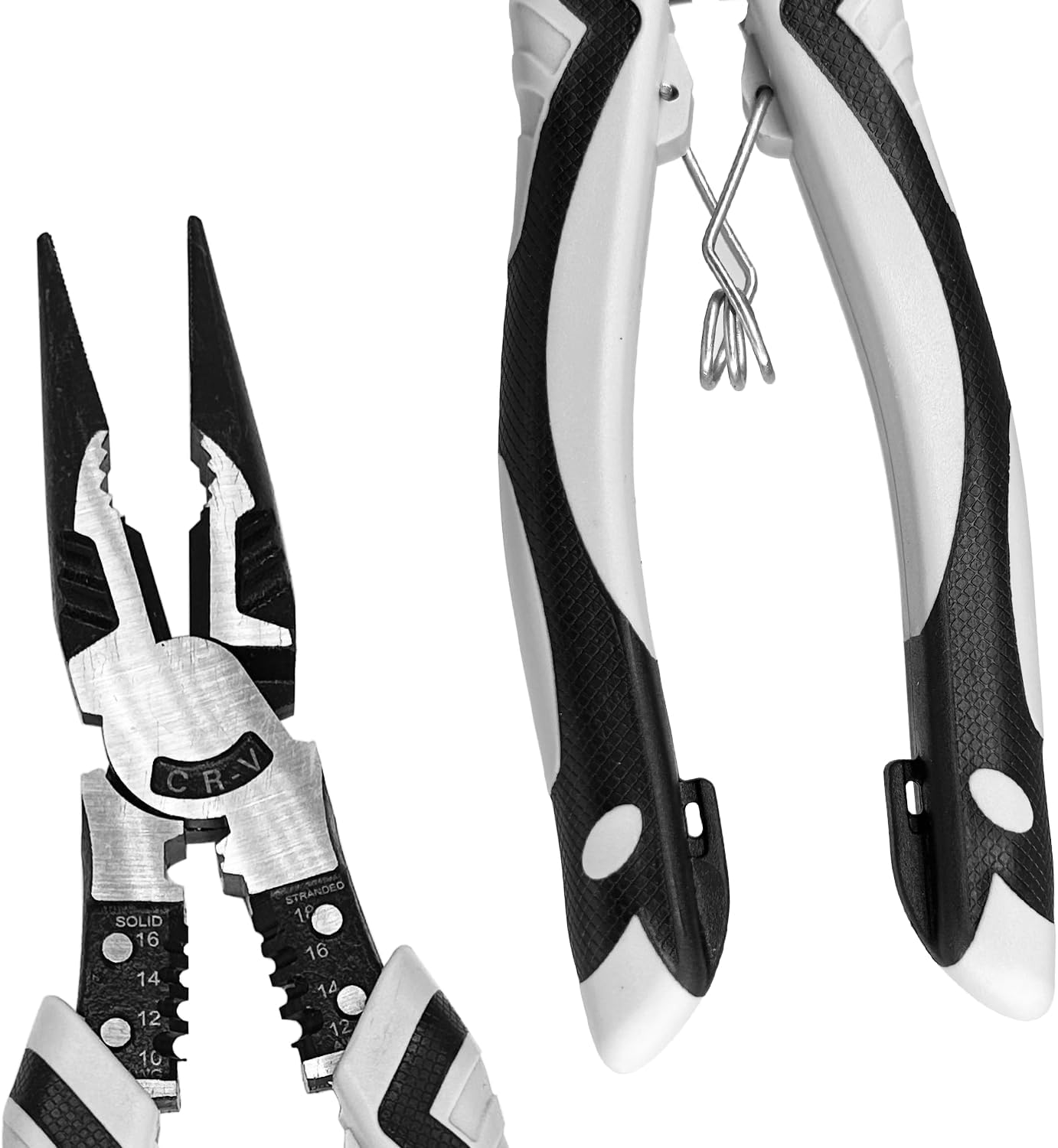 ABCISI 9-inch Needle Nose Pliers with Wire Stripper/Crimper/Cutter, Chrome Vanadium Steel Industrial Grade Multifunctional Precision Pliers with Sharp and Hardened Cutting Edges