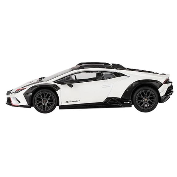 Mini GT MGT00763 Lamborghini Huracan Sterrato Bianco Asopo White Metallic with Red Stripes & Matt Black Top 1 by 64 Diecast Model Car