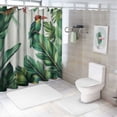 thumbnail image 7 of Orinice Tropical Leaves and Paradise Bird,Watercolor Green Leaves on a White Background Shower Curtain Sets for Bathroom Fabric Machine Washable Digital Printing Decor with 12 Hooks,  69x72, 7 of 7