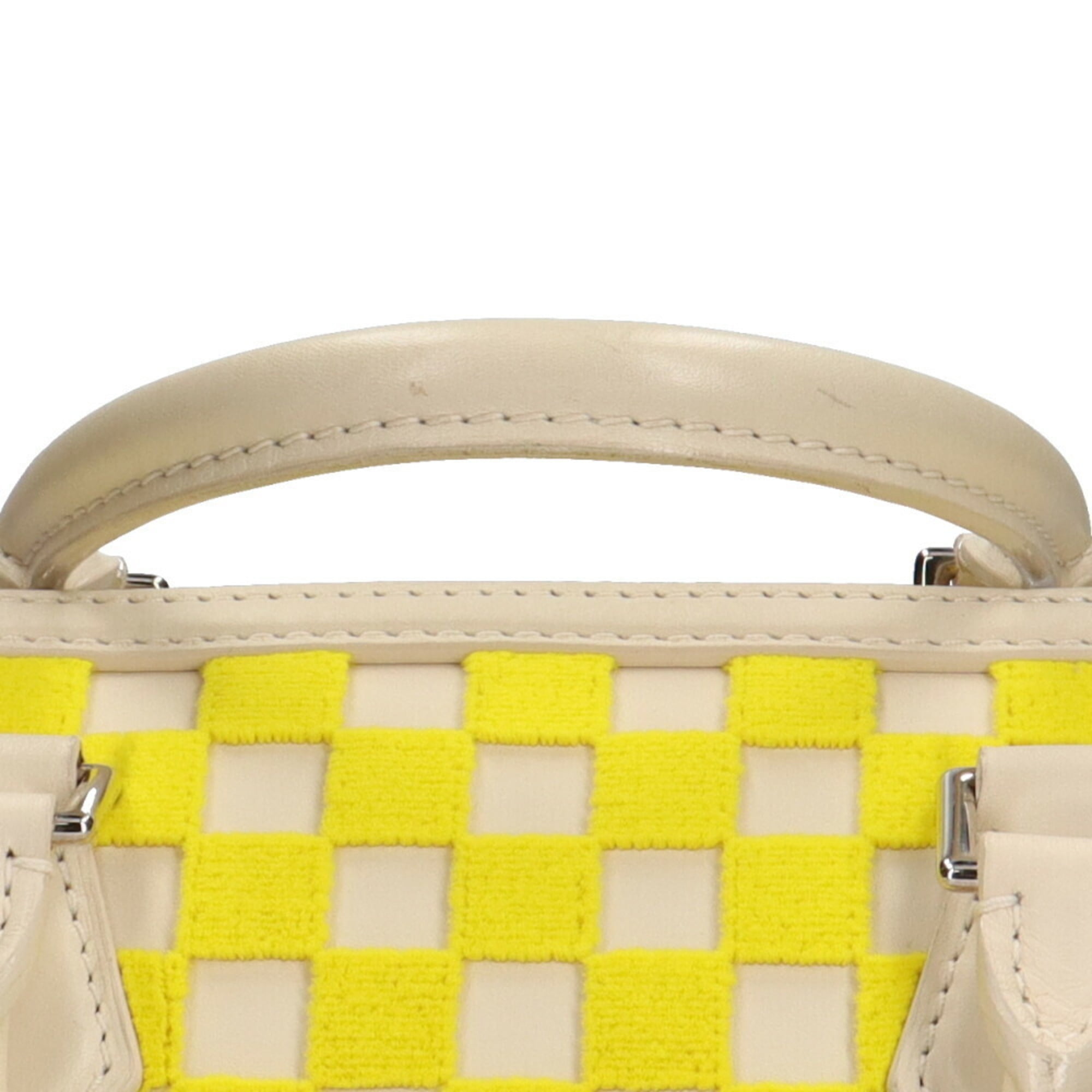used Pre-owned Louis Vuitton Louis Vuitton Speedy East West Damier Cubic Handbag Leather Yellow Ladies (Fair), Adult Unisex, Size: (HxWxD): 16cm x